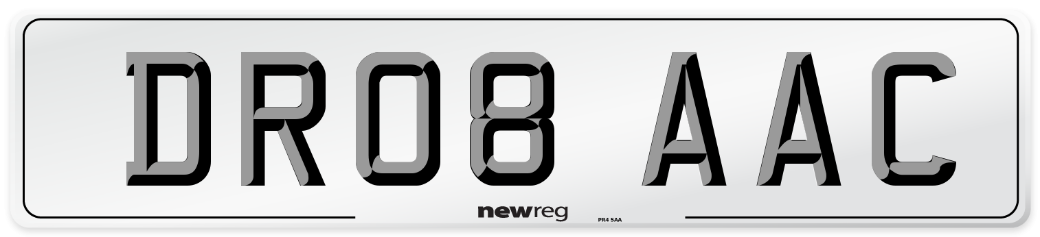 DR08 AAC Number Plate from New Reg